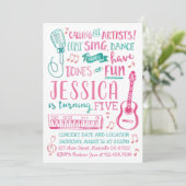 Waterverf zangeres verjaardagsuitnodiging kaart (Staand voorkant)