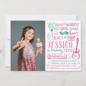 Waterverf zangersuitnodiging met foto kaart (Voorkant)