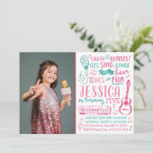Waterverf zangersuitnodiging met foto kaart (Staand voorkant)