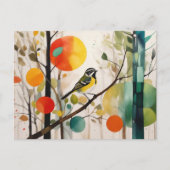Waterverf zangvogel in herfstbos briefkaart (Voorkant)