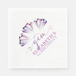 Waterverf Ze is een Gem 1st Birthday Paper Napkins Servet