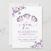 Waterverf Ze is een Gem First Birthday Uitnodiging (Voorkant)