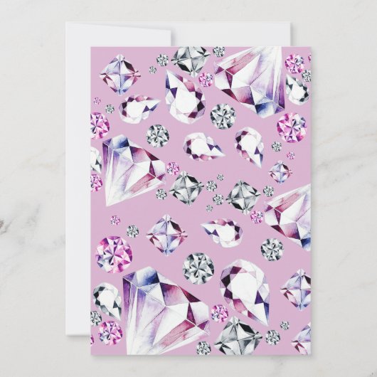 Waterverf Ze is een Gem First Birthday Uitnodiging (Achterkant)