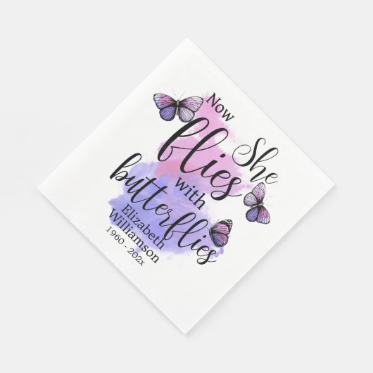 Waterverf Ze vliegt met Butterflies Memorial Servet (Hoek)