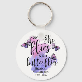 Waterverf Ze vliegt met Butterflies Memorial Sleutelhanger