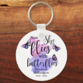 Waterverf Ze vliegt met Butterflies Memorial Sleutelhanger (Achterkant)