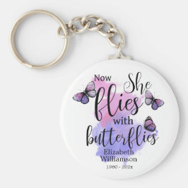 Waterverf Ze vliegt met Butterflies Memorial Sleutelhanger