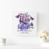 Waterverf Ze vliegt met Butterflies Memorial Vierkante Klok (Huis)