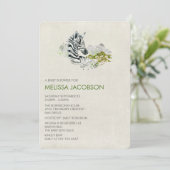 Waterverf Zebra Baby shower uitnodigen Kaart (Staand voorkant)