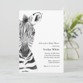 Waterverf Zebra | Baby shower-uitnodiging Kaart (Staand voorkant)