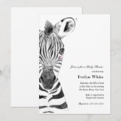 Waterverf Zebra | Baby shower-uitnodiging Kaart (Voorkant / Achterkant)