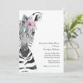 Waterverf Zebra | Baby shower-uitnodiging Kaart (Staand voorkant)