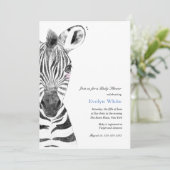 Waterverf Zebra | Baby shower-uitnodiging Kaart (Staand voorkant)