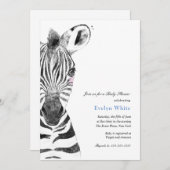 Waterverf Zebra | Baby shower-uitnodiging Kaart (Voorkant / Achterkant)