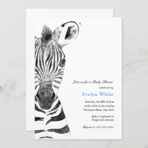Waterverf Zebra Baby shower-uitnodiging Kaart