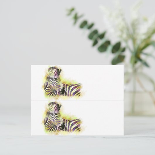 Waterverf Zebra-bladwijzers Briefkaart (Staand voorkant)