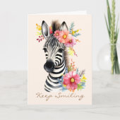 Waterverf Zebra en bloemenkrans Kaart (Voorkant)