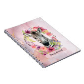 Waterverf Zebra en bloemenkrans Notitieboek (Rechterzijde)