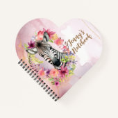 Waterverf Zebra en bloemenkrans Notitieboek (Voorkant)