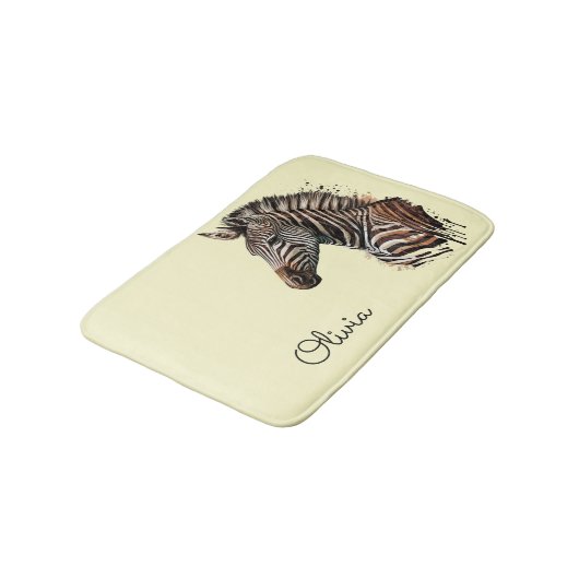 Waterverf zebra hoofddecoratie badmat (Gekanteld)
