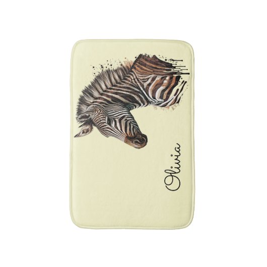 Waterverf zebra hoofddecoratie badmat (Voorkant Verticaal)