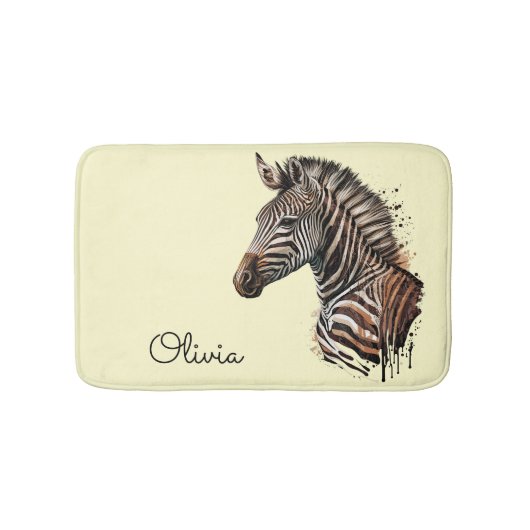 Waterverf zebra hoofddecoratie badmat (Voorkant)