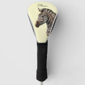 Waterverf zebra hoofddecoratie golfheadcover (Voorkant)