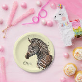 Waterverf zebra hoofddecoratie papieren bordje (Feest)