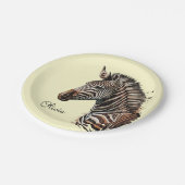 Waterverf zebra hoofddecoratie papieren bordje (Gekanteld)