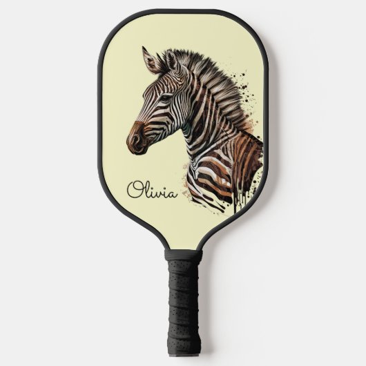 Waterverf zebra hoofddecoratie pickleball paddle (Voorkant)