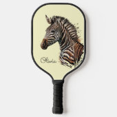 Waterverf zebra hoofddecoratie pickleball paddle (Achterkant)