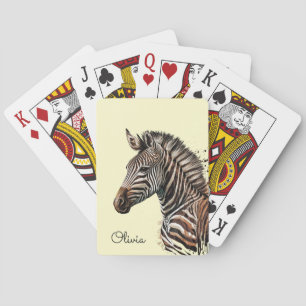 Waterverf zebra hoofddecoratie pokerkaarten