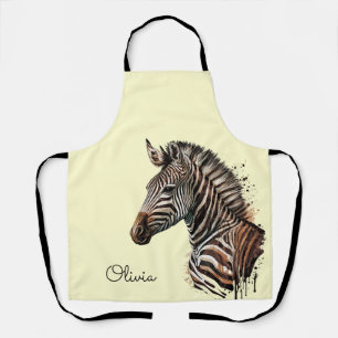 Waterverf zebra hoofddecoratie schort
