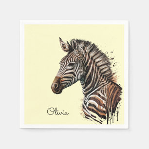 Waterverf zebra hoofddecoratie servet