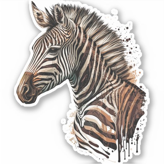 Waterverf zebra hoofddecoratie sticker (Voorkant)