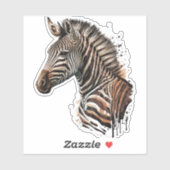 Waterverf zebra hoofddecoratie sticker (Vel)