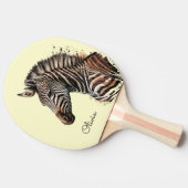 Waterverf zebra hoofddecoratie tafeltennisbatje (Zijkant)