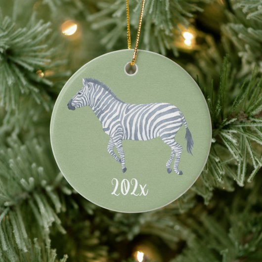 Waterverf Zebra  Keramisch Ornament (Boom)