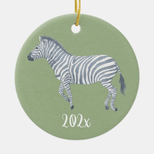 Waterverf Zebra  Keramisch Ornament (Voorkant)