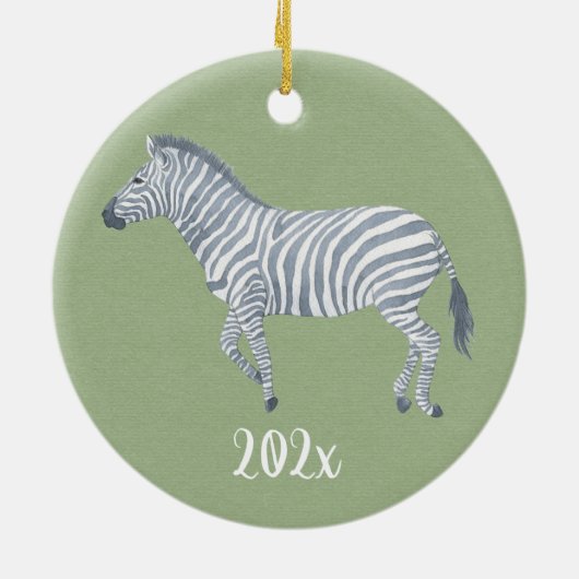 Waterverf Zebra Keramisch Ornament (Achterkant)