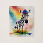 Waterverf Zebra met regenboogkleuren, Zebra Legpuzzel (Verticaal)