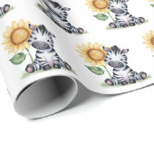 Waterverf Zebra met zonnebloem Cadeaupapier (Rol Hoek)