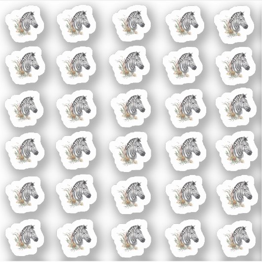 Waterverf Zebra Mini Stickers (Voorkant)