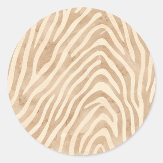 Waterverf zebraprint ronde sticker (Voorkant)