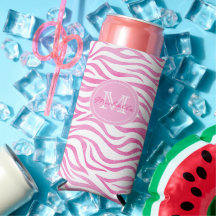 Waterverf Zebra's met hot-roze kleur | Monogram