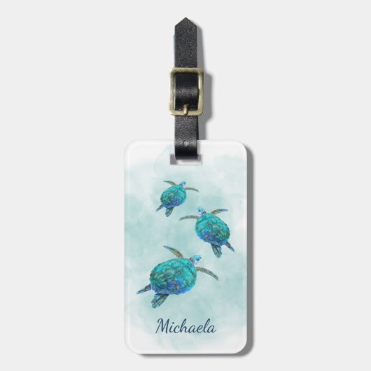 Waterverf Zee Bagagelabel (Voorkant verticaal)