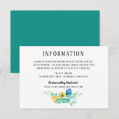Waterverf Zee Blue Floral Wedding Information Informatiekaartje (Voorkant / Achterkant)