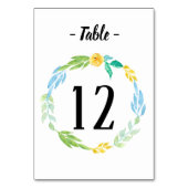 Waterverf Zee Blue Floral Wedding Table Number Kaart (Achterkant)