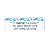 Waterverf Zee Dieren Familienaam Retouradres Etiket (Voorkant)