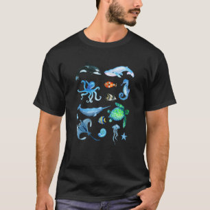 Waterverf Zee Dieren Kinder zeedieren T-shirt